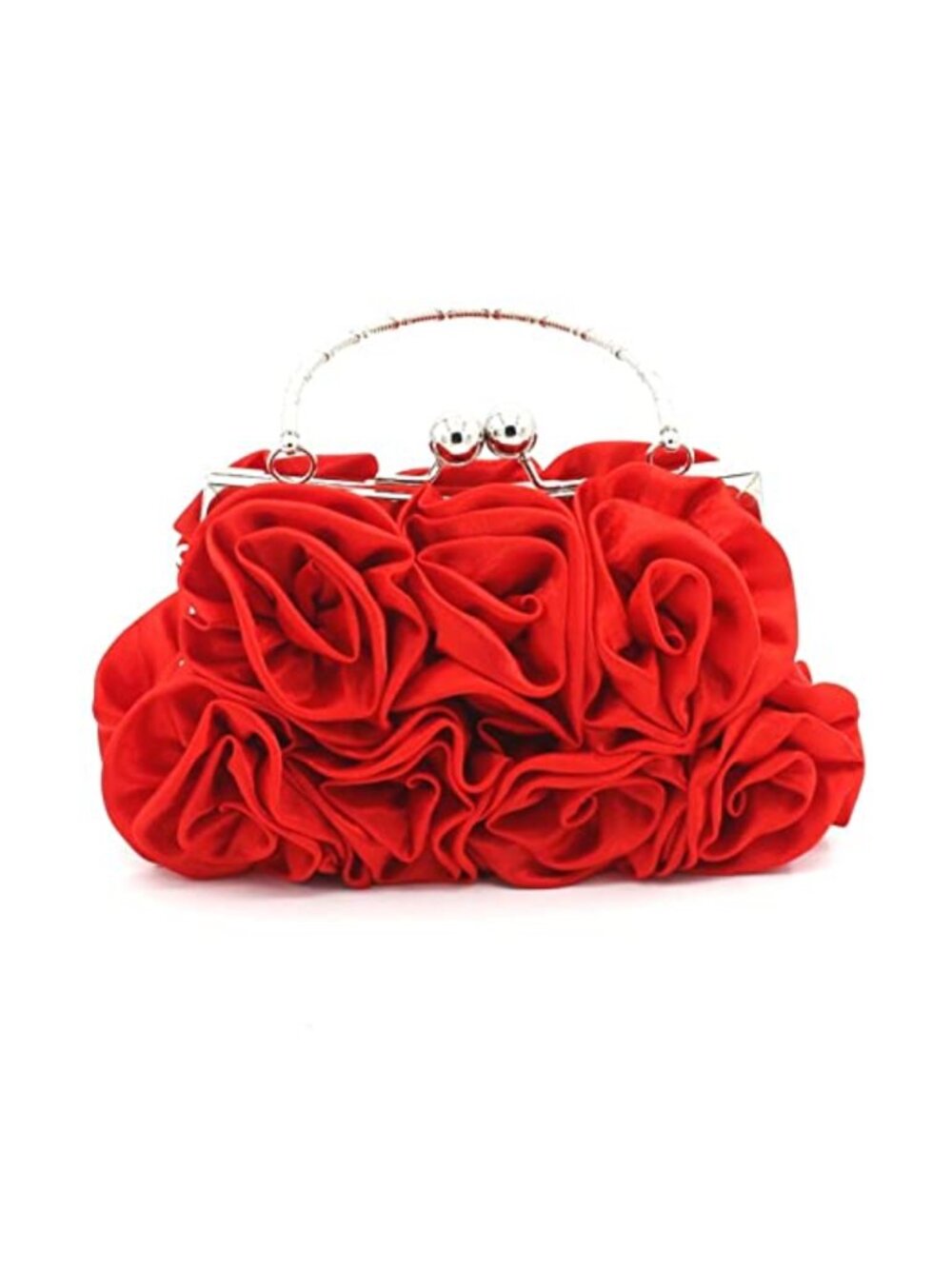 Satin Evening Clutch Bag Floral with Detachable Strap